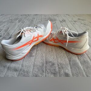 Asics White and Orange Women's Athletic Shoes